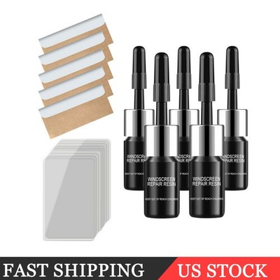 5-Pack Auto Glass Nano Repair Fluid Car Windshield Resin Crack Tool Kit Crack US