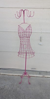 pink mannequin dress form Vintage Pink Metal Wire Woman Dress Form Store Display Mannequin Fancy  Shabby
