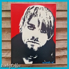 Kurt Cobain Nirvana OOAK Handmade painting canvas wall art Memorabilia stencil