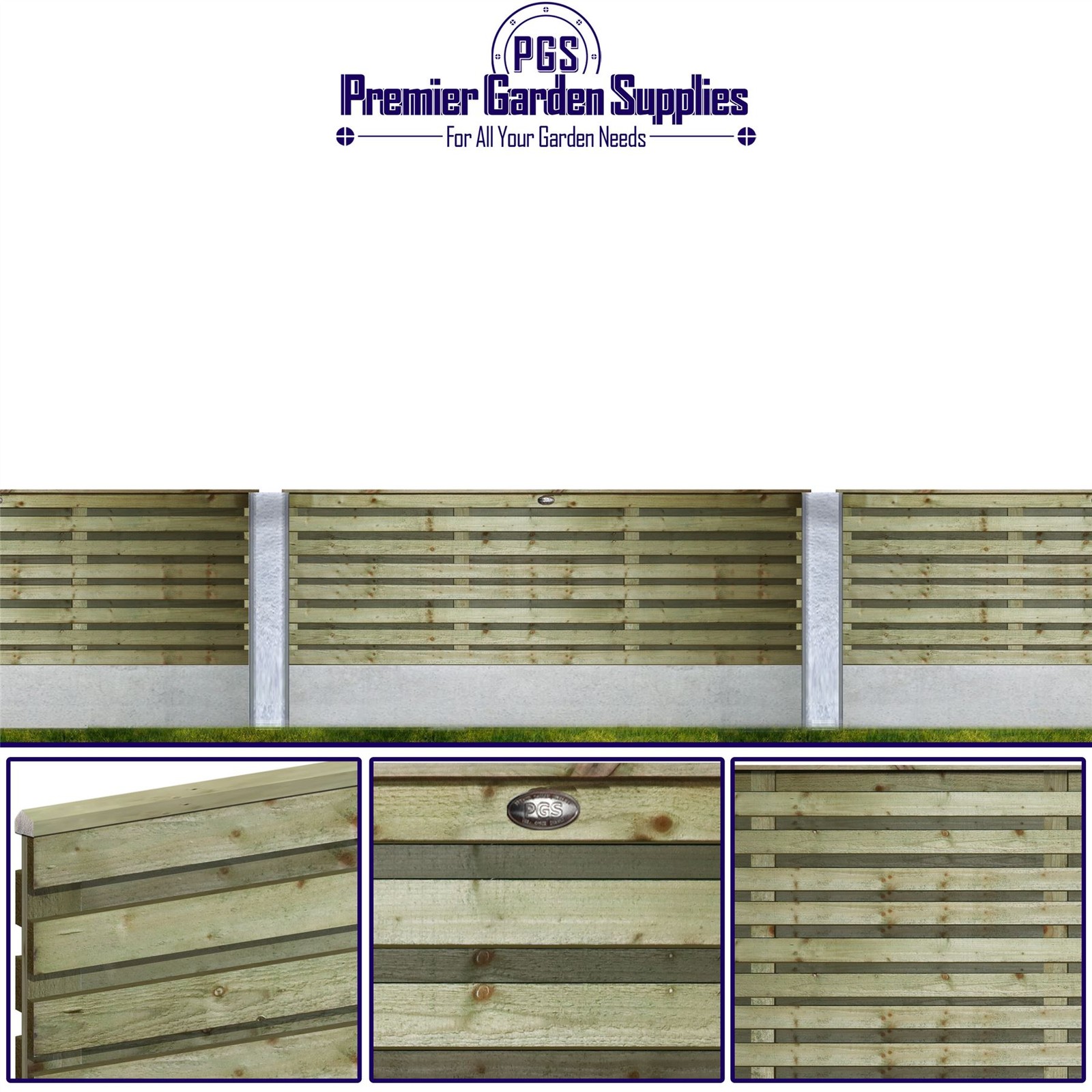 6ft x 2ft Roma Double Slatted Fence Panel Treated Timber Fencing Screen