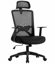 Ergonomic High Back Mesh Office Task Chair, Padded Seat, Swivel, Black