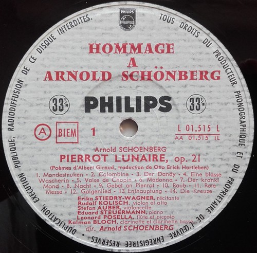 Arnold Schoenberg  Dirige Arnold Schoenberg Pierrot Lunaire - LP 33T - Picture 3 of 3