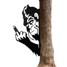 Bigfoot Middle Finger Metal Yard Sign   Funny Prank Decor, Peeking Sasquatch ...