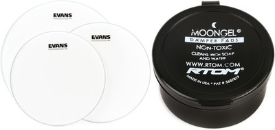 Evans G2 Coated 3-piece Tom Pack - 12/13/16 inch + RTOM MG Value Bundle