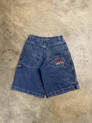 Vintage Y2K JNCO Blue Crown Baggy Denim Shorts Baggy Embroidered