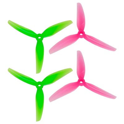 HQProp Ethix 5x3.1x3 5'' 3-Blade Propeller Set (2x CW / 2x CCW) Green & Pink