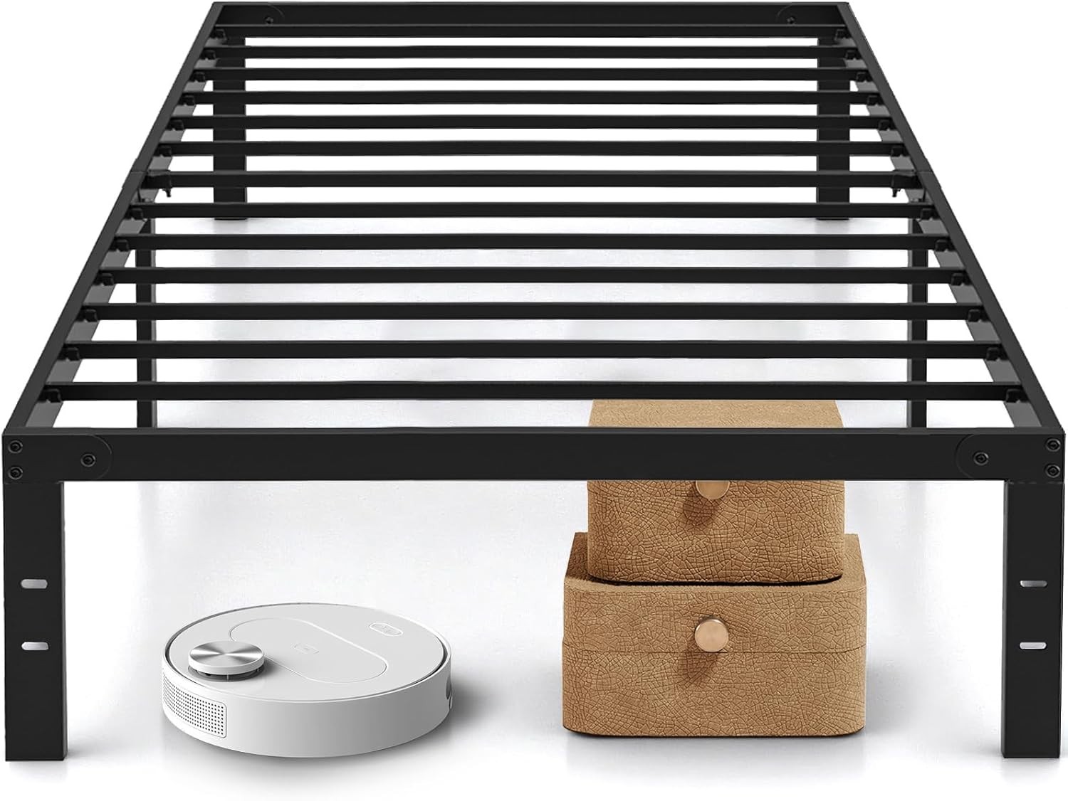 14 Inch Metal Platform Bed Frames W/ Heavy Duty Steel Slat