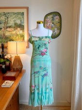 Vintage Oriental Floral Maxi Dress Silk Blend Vivienne Tam Style