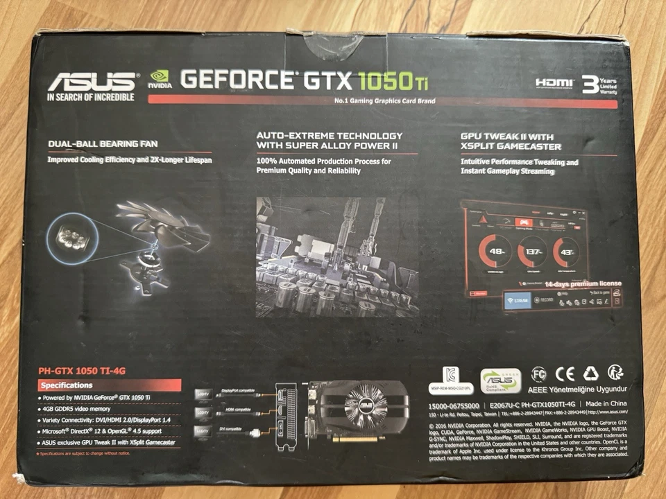 ASUS GeForce GTX 1050 Ti 4GB GDDR5 Graphics Card - New Sealed - Image 2 of 4