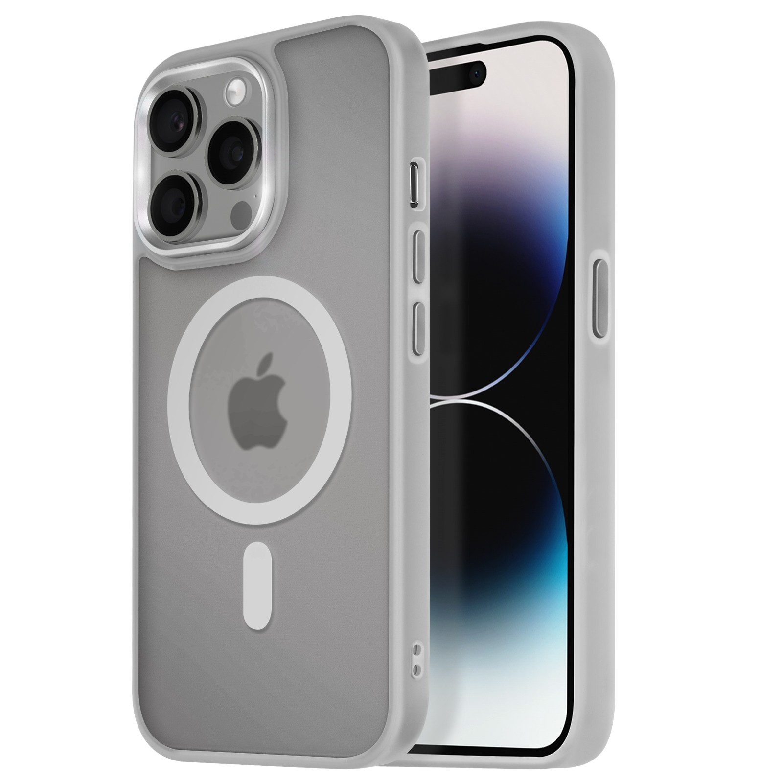 Coque iPhone 14 Pro Avizar coque arrière rigide au design épuré gris givré