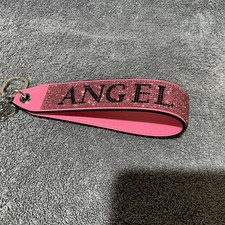 Victoria's Secret Rhinestone Wristlet Strap Keychain In Bombshell Pink Angel NWT