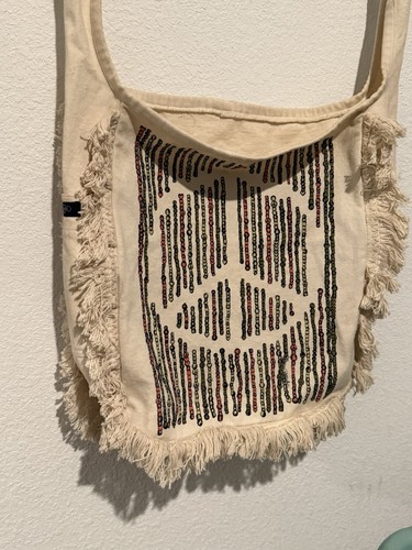 Lauren Moshi Messenger Cross Body Bag with Fringe and Peace sign - Picture 3 of 8