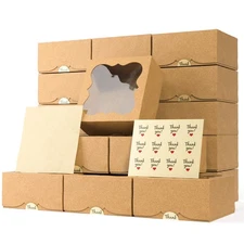 New 20 Pack Cookie Boxes for Gift Giving 6X6X3 Inches Bakery with Window - Extra