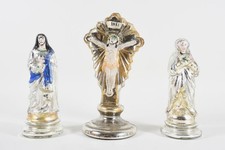 Q27W80- 3x religiöse Bauernsilber Figur Standkreuz Jesus Maria 19.Jh.