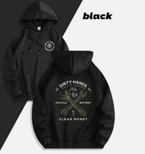 Men's Black - Lined Hoodie - Dirty Hands  Clean Money Graphic