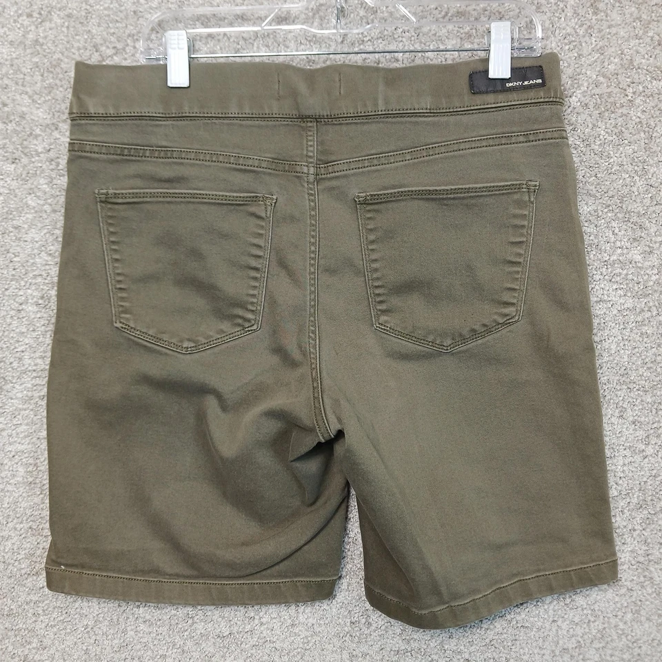 DKNY джинсы шорты женщин L большой оливковый эластичной повседневный плоский передний Summer - Изображение 2 из 4
