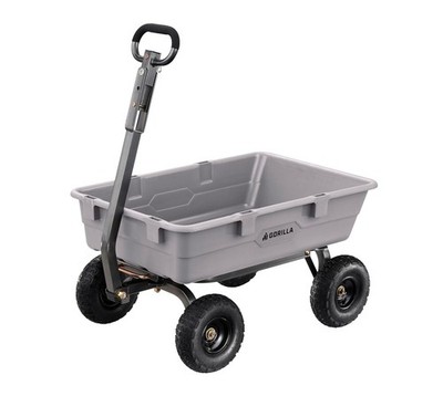 Gorilla Carts Heavy-Duty Poly Dump Cart, 5 Cu Ft, 800 lb Capacity, Quick-Release