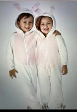 GYMBOREE Kids One-Piece Open-Foot Bunny Pajamas/ Size S 5-6 / Zipped/Hooded