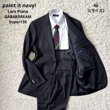 Paint it NAVY Loro Piana Fabric A6 Striped Suit Dark Gray