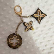 Louis Vuitton Gold/Brown Monogram Flower Charm Key Chain Detachable Lobster