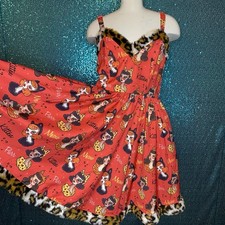 Sourpuss Cat Lady Leopard Print Faux Fur Rockabilly Josie & Pussycats Dress M/L