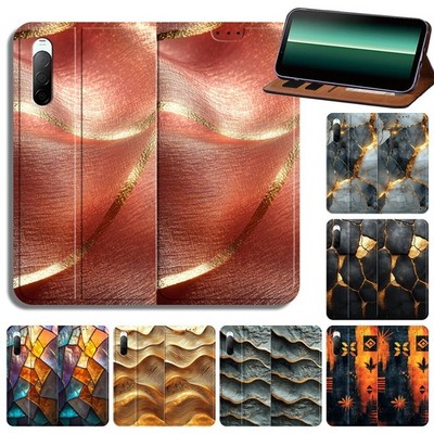 Vergoldet Textur Design Leder Cover Case für Sony Xperia L4 II III/10 II III IV