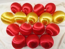 16 Gold Red Satin Spun Silk Plastic Christmas Ball Ornament Lot 2.5" D5110