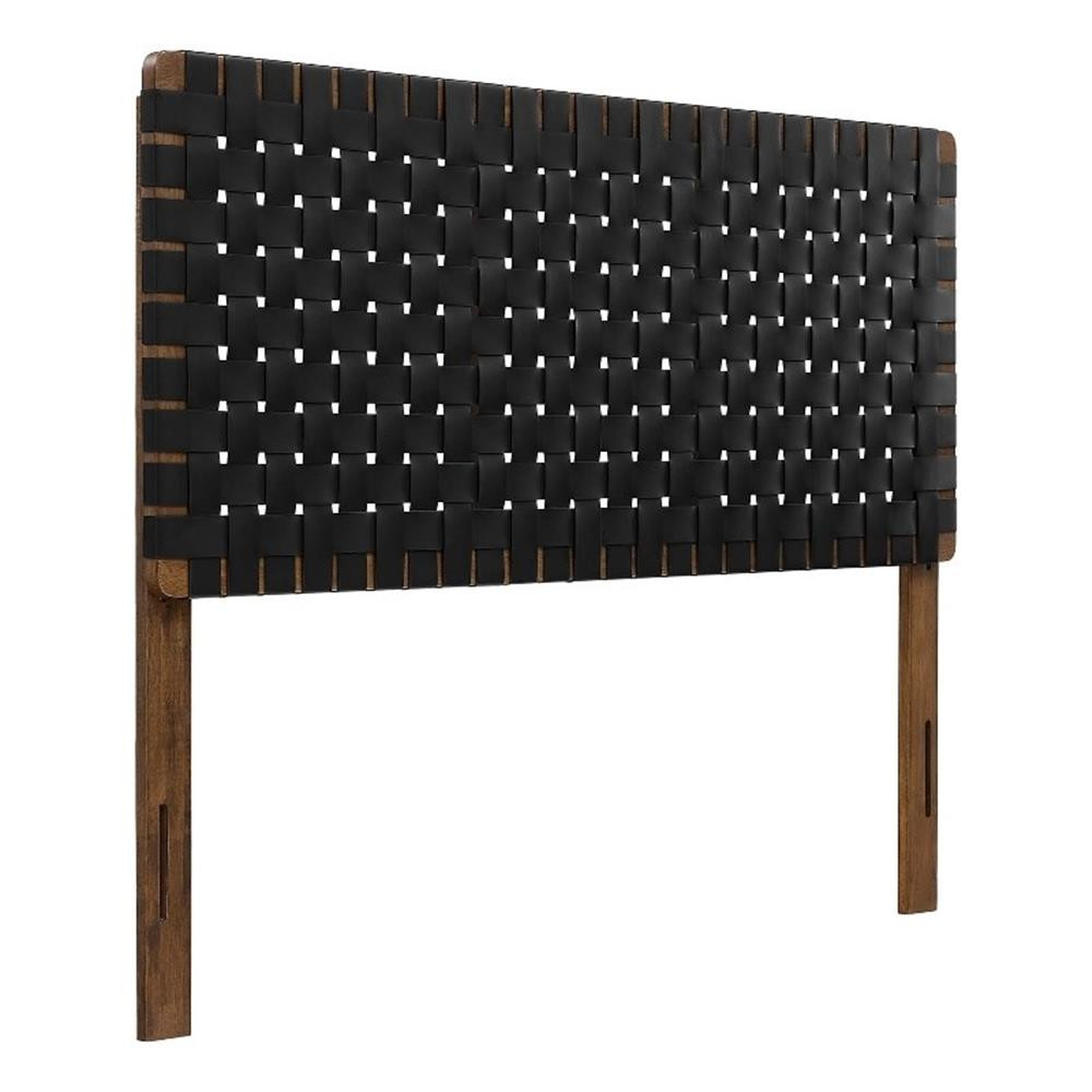 Sparta Weave Vegan Leather Walnut Black Full Headboard