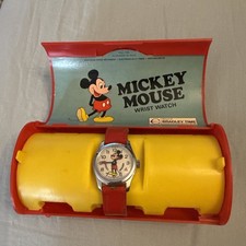 Vintage Walt Disney Mickey Mouse Bradley Time Wrist Watch w/ Box