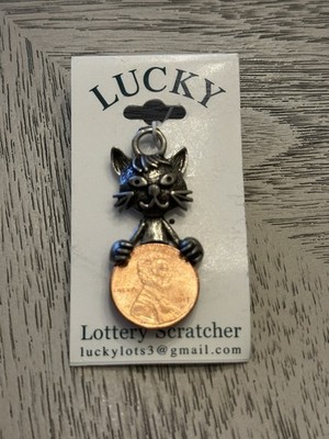 Cat Scratch Off Lottery Ticket Scratcher w/Copper Penny Lucky Lottery