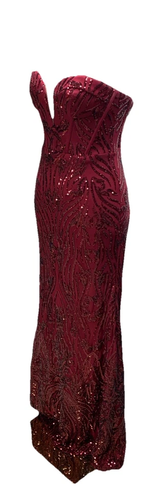 GALINA подпись без бретелек красный последовательный платье для официальных приемов | вечер гламурный размер 2 - Изображение 3 из 4