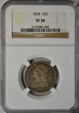 1834 Capped Bust quarter, NGC VF30