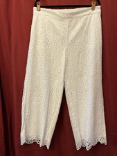 CHICO'S sz 2.5/14 White Linen Wide Leg Pull On Pants