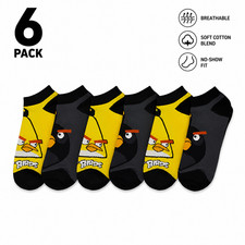Angry Birds Kids Ankle Socks 2-Pack Size 9-11 Black Boys Girls Low Rise Cushione