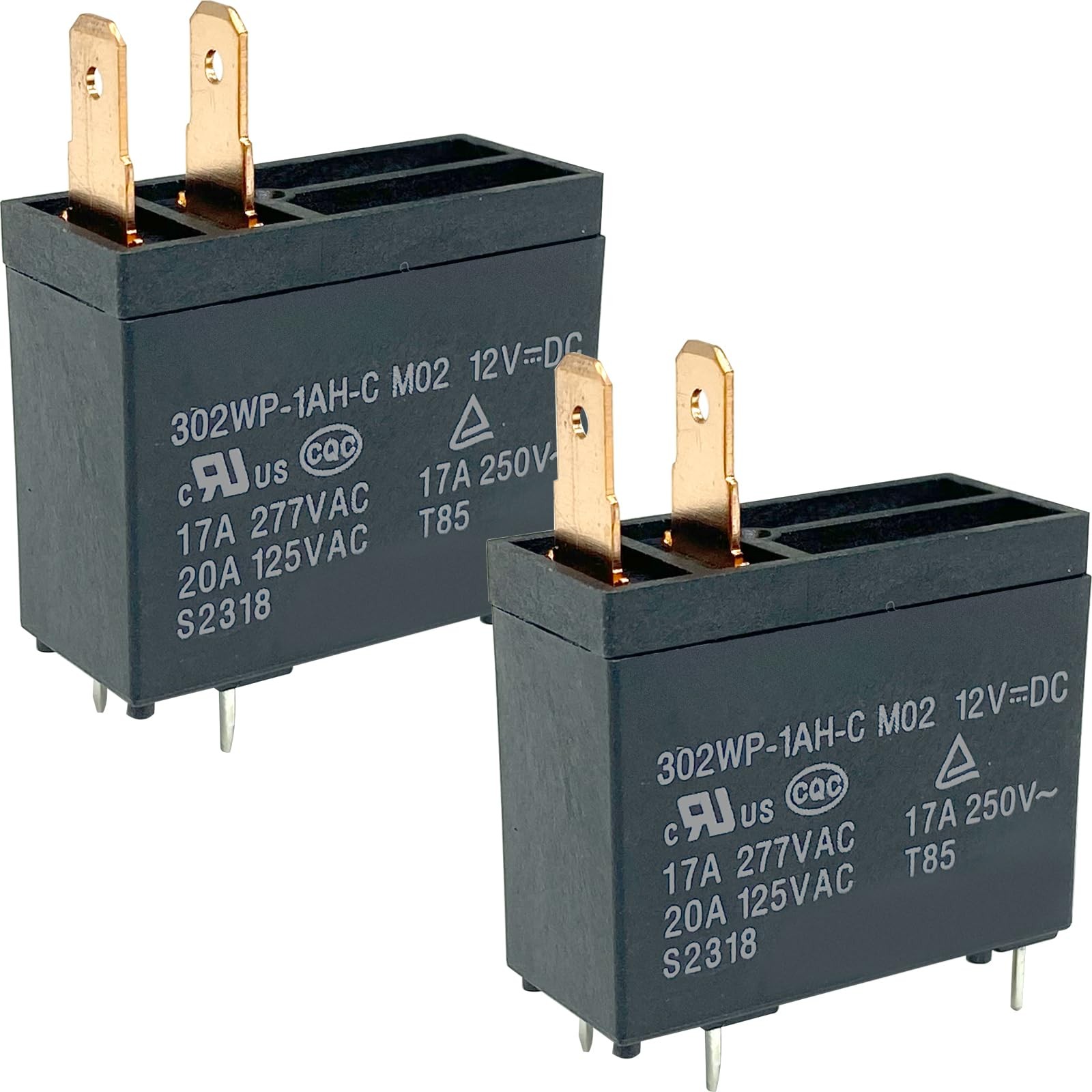 302WP-1AH-C M02 Relay (2-Pack) - 12VDC 20A SPST Plug-in Power -...