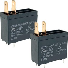 302WP-1AH-C M02 Relay (2-Pack) - 12VDC 20A SPST Plug-in Power -...