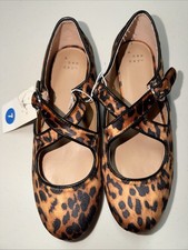 A New Day Women  s Leopard Print Mary Jane Flats, Buckle Strap Round Toe 7
