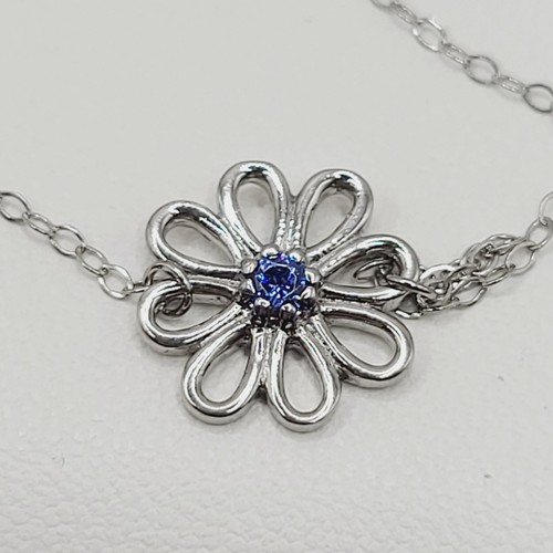 Cavigliera Aleure Precioso in argento sterling creata in laboratorio con fiori di zaffiro - Foto 4 di 7
