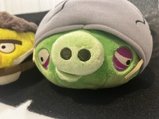 Rare Angry Birds Plush Green Pig with Helmet  Yellow Bird Star Wars Edition