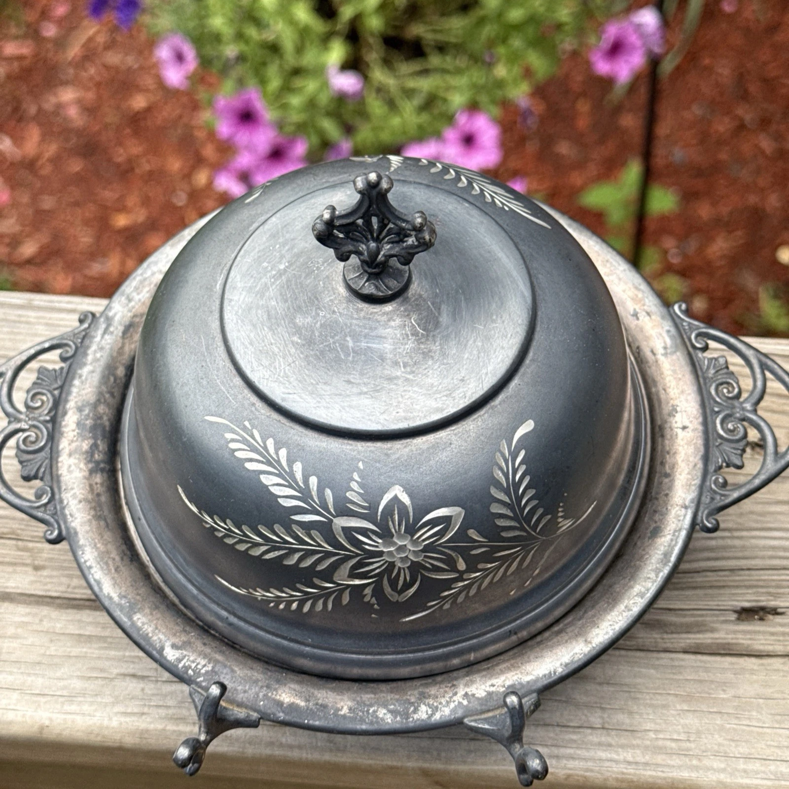 The Van Bergh Co Covered Butter Dish Quadruple Plate Knife Spreader Holder 324