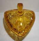 Hazel Atlas Vintage Amber Gold Triangular Pinwheel Covered Candy Dish with Lid — photo 2