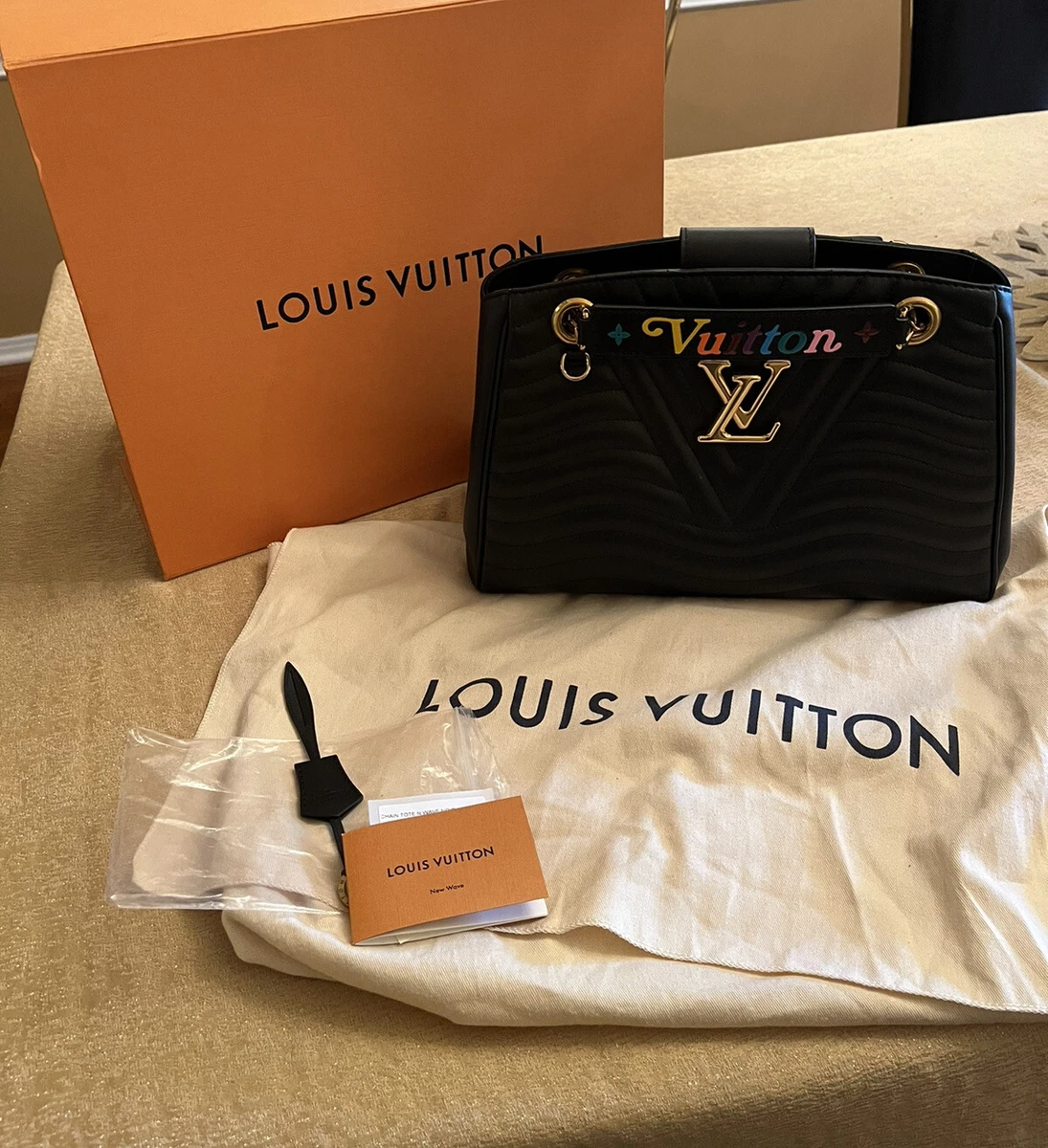 Authentic Louis Vuitton Black New Wave Quilted Leather Noir Chain  