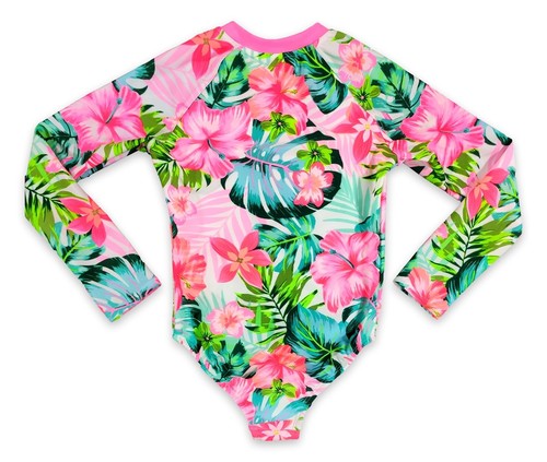 Swim Suit 4T Toddler Girls One Piece Tie Dye Bow Long Sleeve Swimwear Combo - Picture 3 of 6