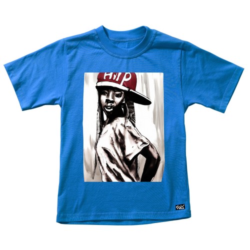 EAKS® Kinder T-Shirt Motiv: "Graffiti Of A Hip Hop Girl" Kids Shirt für Jungen - Bild 4 von 12
