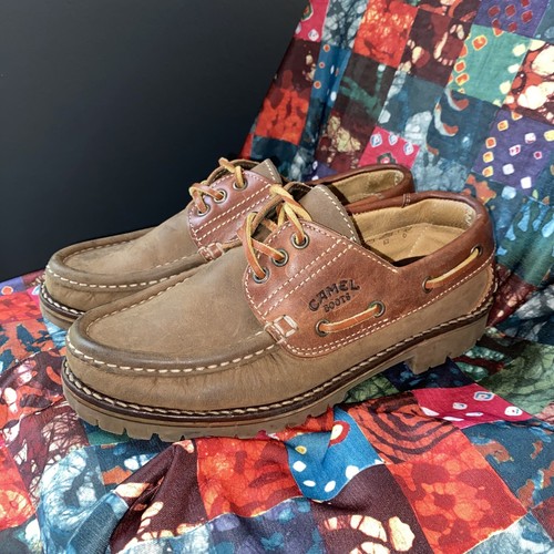 Vintage Camel Boots Low Top Lug Sole Leather Shoes 4.5 Rare Size Good Shape - Picture 2 of 11
