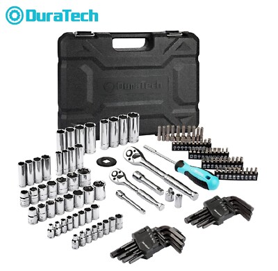 DURATECH Mechanics Tool Kits 121PC SAE/Metric Sockets Set 72-Tooth Drive Ratchet