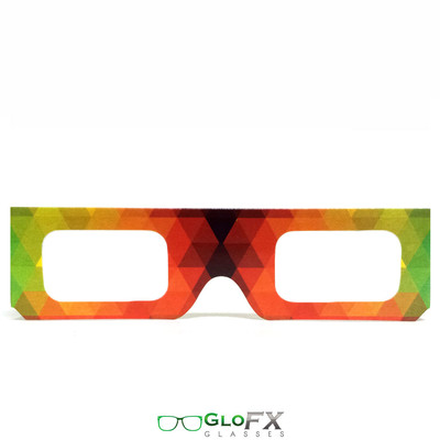 GloFX Paper Cardboard Diffraction Glasses   Rainbow Geometric Print EDM Rave New