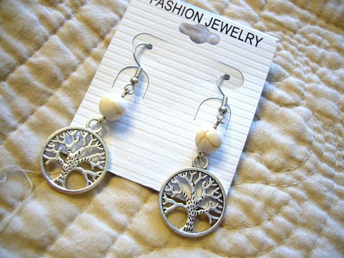 Women's Earrings w/ Semiprecious Stones Tree of life Ladies Fashion Jewelry - Picture 8 of 12