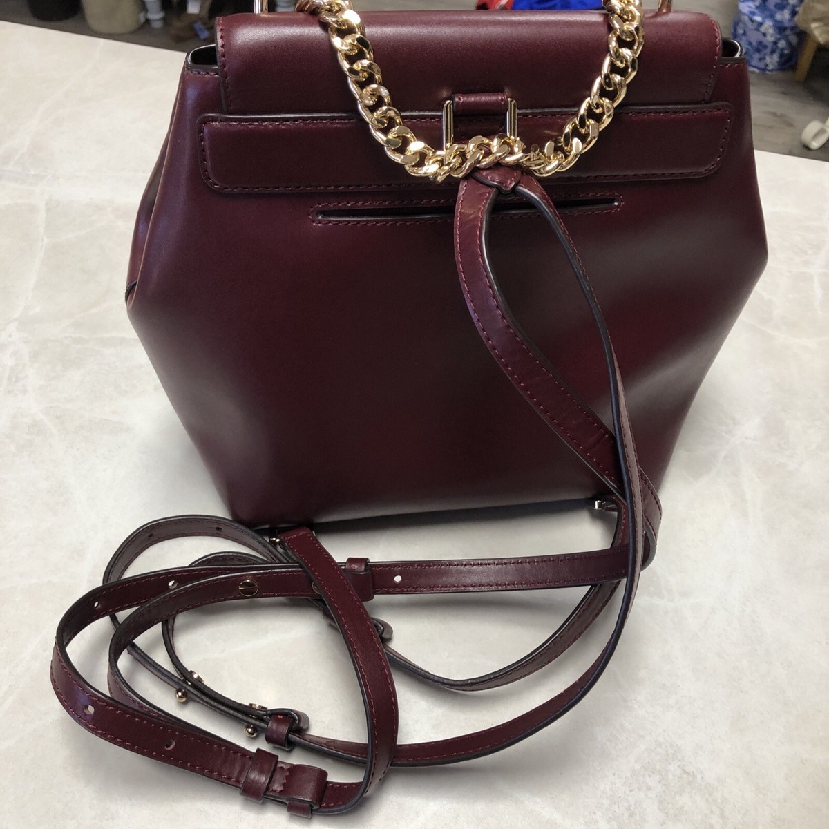 MICHAEL Michael Kors Maroon Mott Backpack MICHAEL Kors MOTT Chain Leather Backpack Bag Burgundy Maroon  main image 4