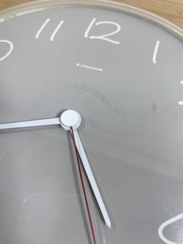 Vtg 80’s 90’s Junghans German Quartz Wall Clock W738 Grey White Minimalist 8.5” - Picture 2 of 7